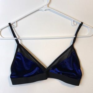 BLUE Velvet and Mesh Bralette